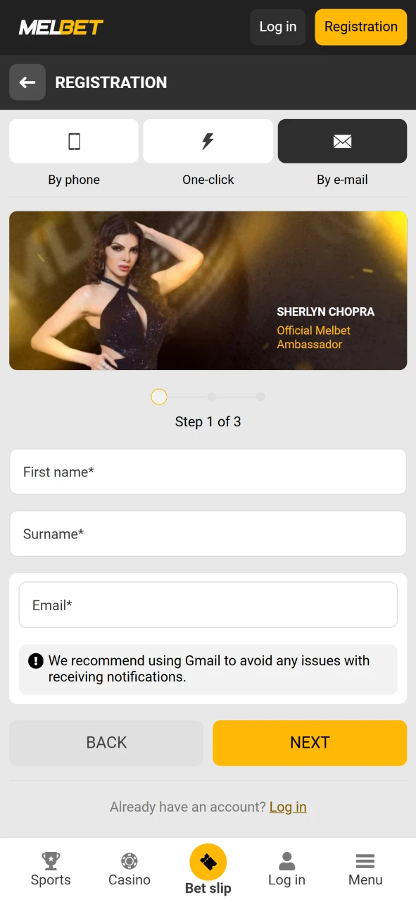 Register to play at Melbet Casino.